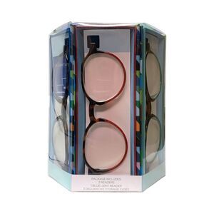 Round - OPTIQUE Trifecta Reading Glasses Set, 2 Readers, 1 Blue Light Reader & C